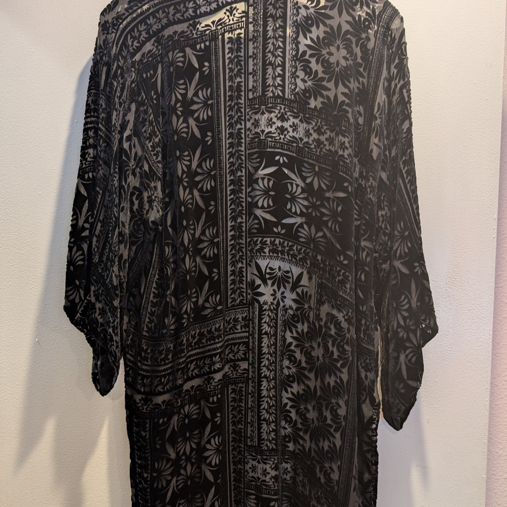Johnny Was Telchac Black Velvet Long Kimono Jacket